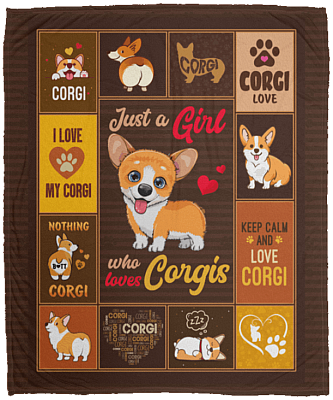 Cute Just A Girl Who Loves Corgis Fleece Blanket-Premium Sherpa Blanket-Woven Blanket For Dog Mom Dad Lovers