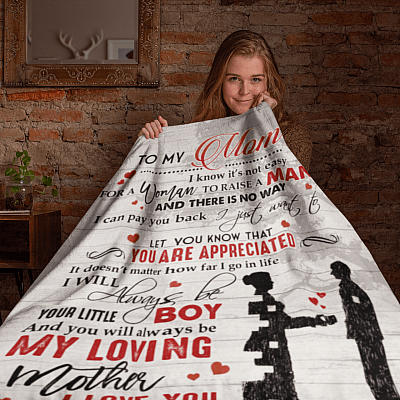 Alternative view of To My Mom I Know It's Not Easy For A Woman To Raise A Man From Son Fleece Blanket - Premium Sherpa Blanket
