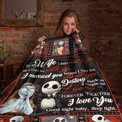 Alternative view of To My Wife I Married You Because I Can't Live Without You Skelling-ton Fleece Blanket - Sherpa Blanket