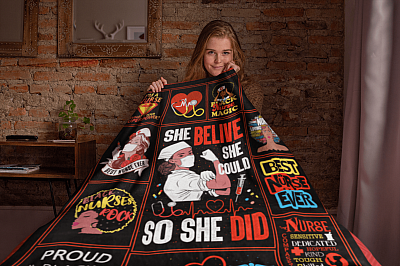 Alternative view of She Believe She Could So She Did Nurse Superpower Fleece Blanket - Sherpa Blanket