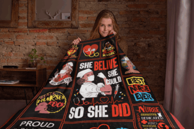 Alternative view of She Believe She Could So She Did Nurse Superpower Fleece Blanket - Sherpa Blanket