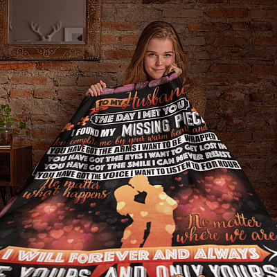 Alternative view of To My Husband The Day I Met I Found My Missing Piece From Wife Fleece Blanket - Sherpa Blanket