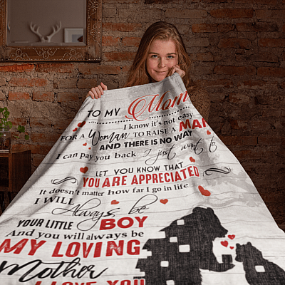 Alternative view of To My Mom I Know It's Not Easy for A Woman to Raise A Man Bear Son Fleece Blanket - Premium Sherpa Blanket