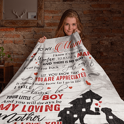 Alternative view of To My Mom I Know It's Not Easy for A Woman to Raise A Man Lion Son Fleece Blanket - Sherpa Blanket