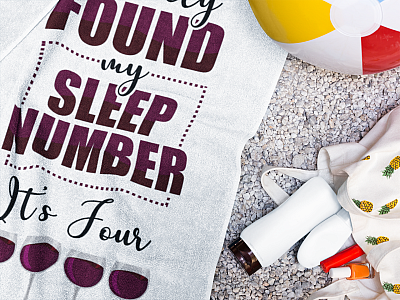 Alternative view of Finally Found My Sleep Number It's Four Red Wine Bath Towels - Beach Towels - Kitchen Towels