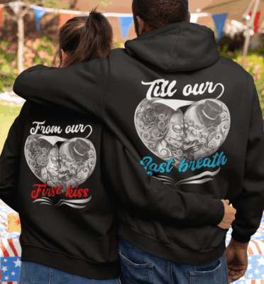 Alternative view of From Our First Kiss Till Our Last Breath Matching Couple Print on Back Hoodie - Sweatshirt - Long Sleeve Shirt