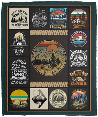 Vintage I Hate People Blanket For Camping Lovers