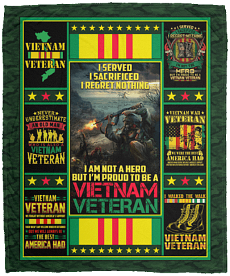 I Served I Sacrificed I'm Proud To Be A Vietnam Veteran Fleece Blanket - Premium Sherpa - Woven Blanket