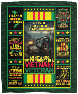 I Served I Sacrificed I'm Proud To Be A Vietnam Veteran Fleece Blanket - Premium Sherpa - Woven Blanket