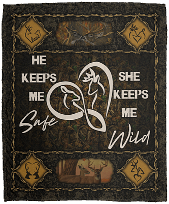 He Keeps Me Safe She Keeps Me Wild Fleece Blanket - Premium Sherpa Blanket - Woven Blanket