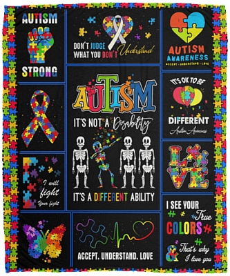 Autism It's Not A Disability It's A Different Ability Fleece Blanket - Sherpa Blanket