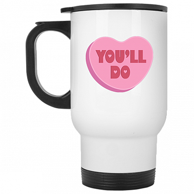 14 oz. White Travel Mug
