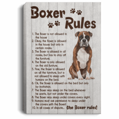 Cute Boxer Rule Funny Saying His Boxer Dog Breed Framed Canvas Prints – Unframed Poster Home Decor Wall Art