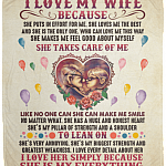 I Love My Wife Because She Puts In Effort For Me. She Is My Everything Fleece Blanket-Premium Sherpa Blanket-Woven Blanket
