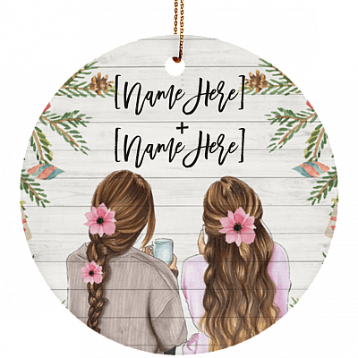 Personalized Best Friends Ornament Keepsake - Besties Custom Porcelain Ceramic Ornament