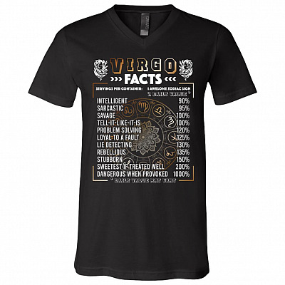 Vir-go Facts Servings Per Container Intelligent Horoscope T-Shirt - V-Neck