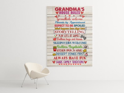 Alternative view of Grandma's House Rules Grandkids Welcome Wrapped Framed Canvas Prints - Unframed Poster - Home Decor Wall Art
