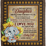 To My Beautiful Daughter Sometimes It's Hard to Find Words Gift from Mom Fleece Blanket - Premium Sherpa Blanket