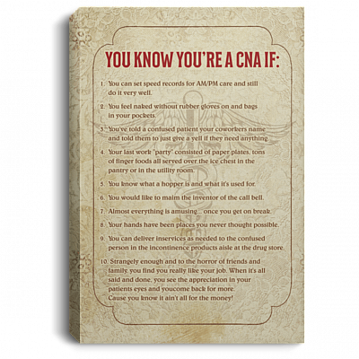 You Know You're a Cna If Gallery Wrapped Framed Canvas Prints - Unframed Poster - Home Decor Wall Art