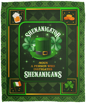 CubeBik Shenanigator Definition St Paddy's Day Shamrock Custom Blanket - Funny Irish Shenanigan Pride Graphic Blanket