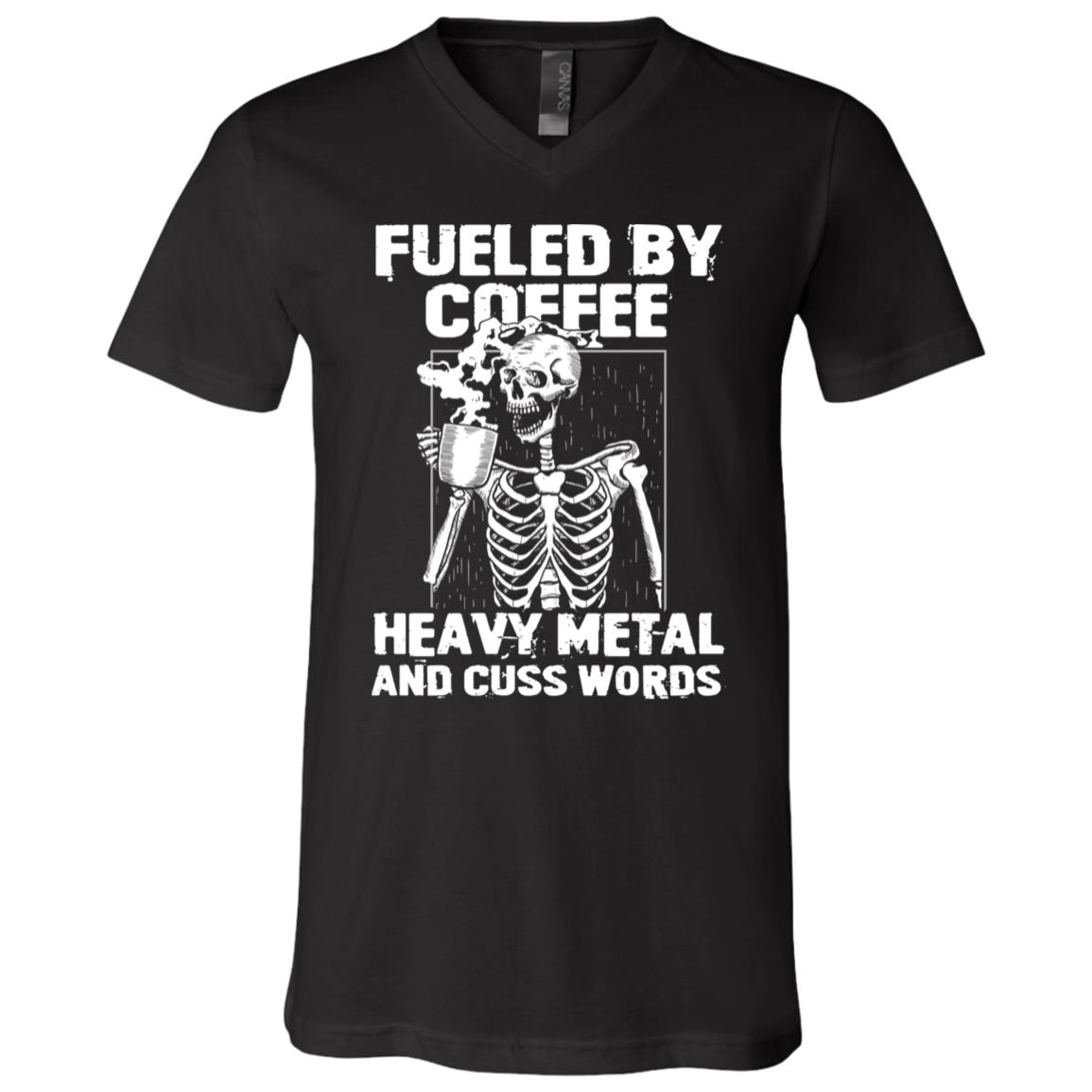 CubeBik Fueled By Coffee Heavy Metal And Cuss Words T-Shirt - Funny Coffee Heavy Metal Shirt