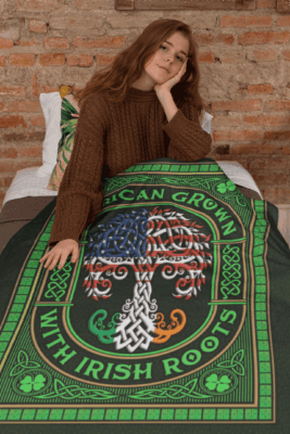 Alternative view of American Grown With Irish Roots Fleece Blanket - Premium Sherpa Blanket - Woven Blanket