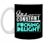 CubeBik I Am a Constant Fucking Delight Ceramic Coffee Mug - Beer Stein - Water Bottle - Color Changing Mug