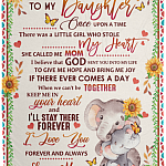 CubeBik To My Daughter Once Upon a Time There Was a Little Girl Elephant Sunflower Fleece Blanket - Premium Sherpa Blanket