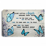 Five Little Angels Around Your Bed Butterfly Gallery Wrapped Framed Canvas Prints - Unframed Poster