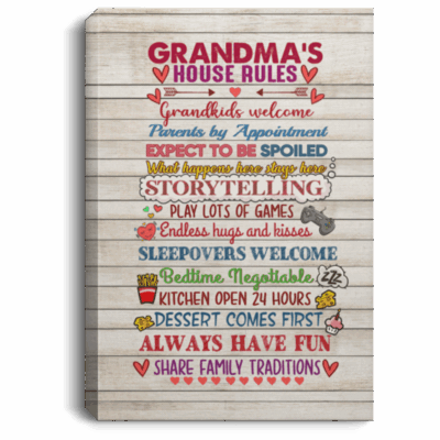 Grandma's House Rules Grandkids Welcome Wrapped Framed Canvas Prints - Unframed Poster - Home Decor Wall Art