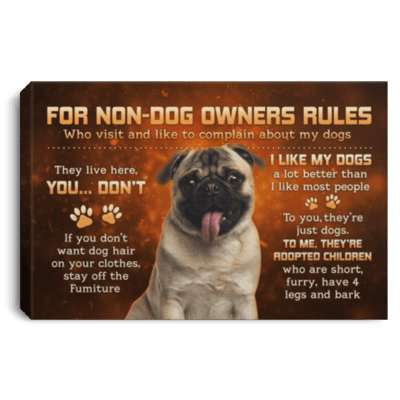 For Non-Dog Owners Rules For Who Visit And Like To Complain My Pug Dogs Framed Canvas Prints - Unframed Poster