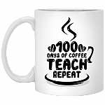 100 Days Of Coffee Teach Repeat Ceramic Coffee Mug - Beer Stein - Water Bottle - Color Changing Mug