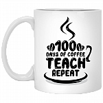 100 Days Of Coffee Teach Repeat Ceramic Coffee Mug - Beer Stein - Water Bottle - Color Changing Mug