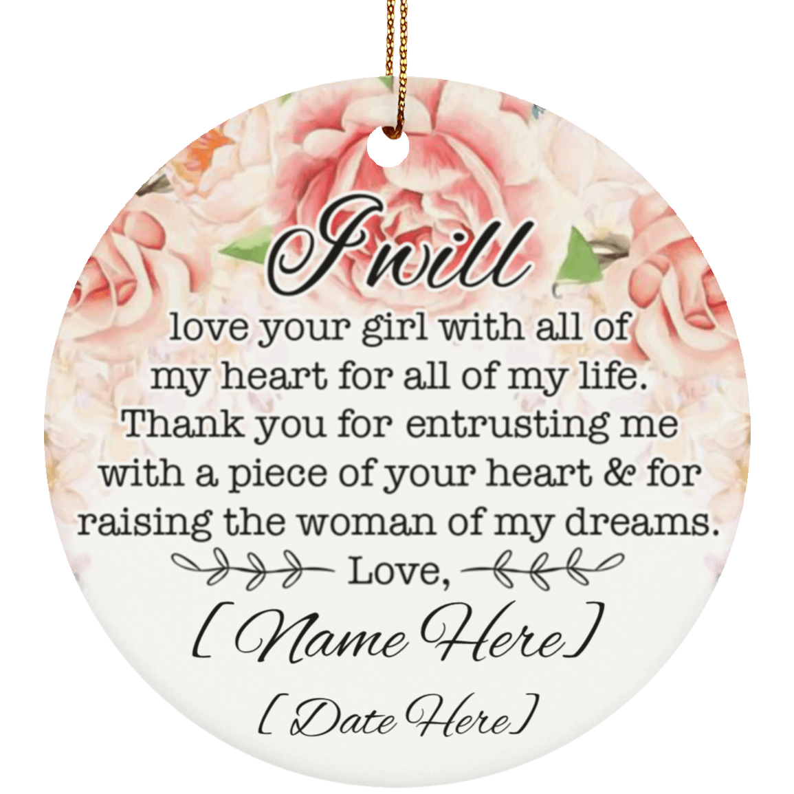 CubeBik I Will Love Your Girl With All Of My Heart Ornament Keepsake - Porcelain Ceramic - Gift for Mother In Law CubeBik I Will Love Your Girl With All Of My Heart Ornament Keepsake - Porcelain Ceramic - Gift for Mother In Law