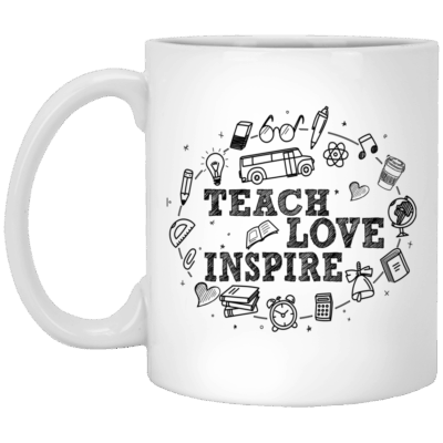 CubeBik Teach Love Inspire Ceramic Coffee Mug - Funny Teacher Mug