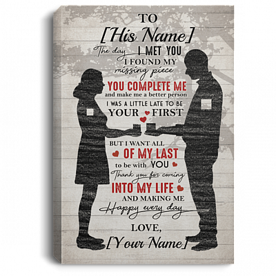 CubeBik Personalized the Day I Met You I Found My Missing Piece Gift for Him Framed Canvas Prints - Unframed Poster