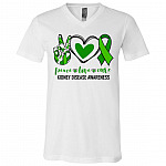 CubeBik Peace Love Kidney Disease Awareness T-Shirt - V-Neck