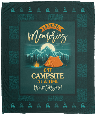 Personalized Making Memories One Campsite at a Time Family Fleece Blanket - Premium Sherpa Blanket - Woven Blanket