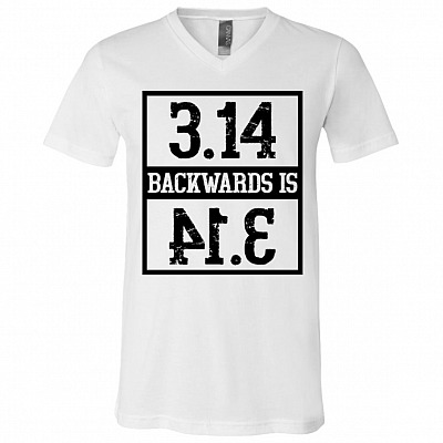 3.14 Backwards Is Pi-E Funny Pun T-Shirt - V-Neck