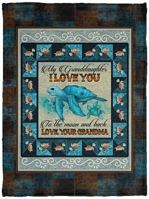 My Granddaughter I Love You to the Moon n Back Turtle Fleece Blanket - Premium Sherpa Blanket - Woven Blanket