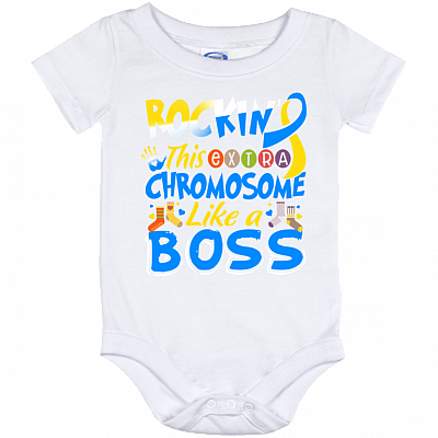 CubeBik Rockin' This Extra Chromosome Like A Boss World Down Syndrome Awareness Day Trisomy 21 Baby Onesie