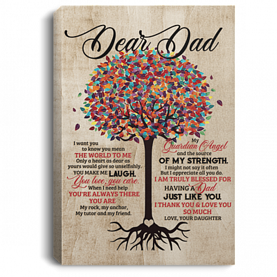 CubeBik Dear Dad I Want You to Know You Mean the World to Me Color Tree Framed Canvas Prints - Unframed Poster