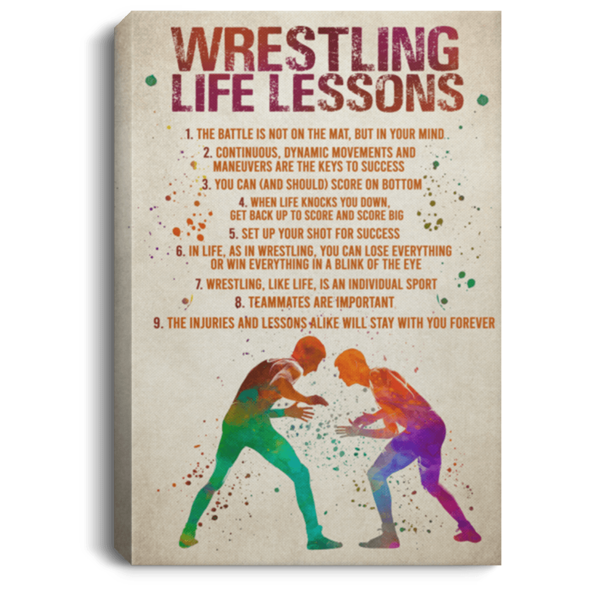 CubeBik Wrestling Life Lessons The Battle Is Not On The Mat But In Your Mind Framed Canvas Prints - Unframed Poster