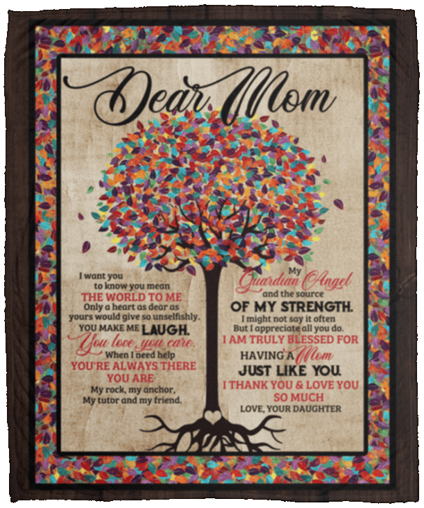 CubeBik Dear Mom I Want You to Know You Mean the World to Me Color Tree Fleece Blanket - Premium Sherpa Blanket
