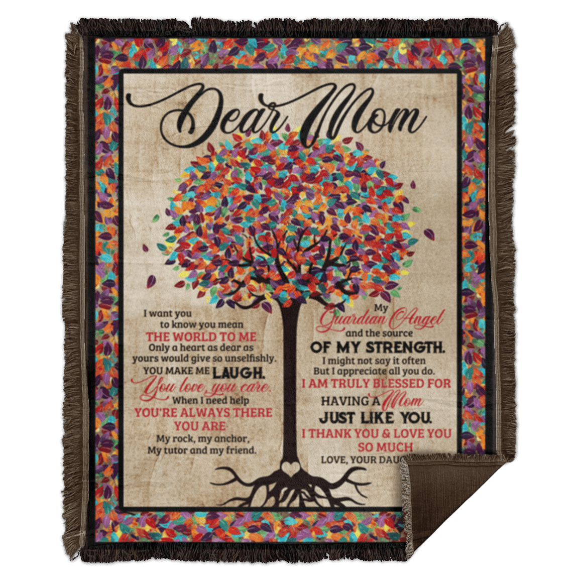 CubeBik Dear Mom I Want You to Know You Mean the World to Me Color Tree Fleece Blanket - Premium Sherpa Blanket