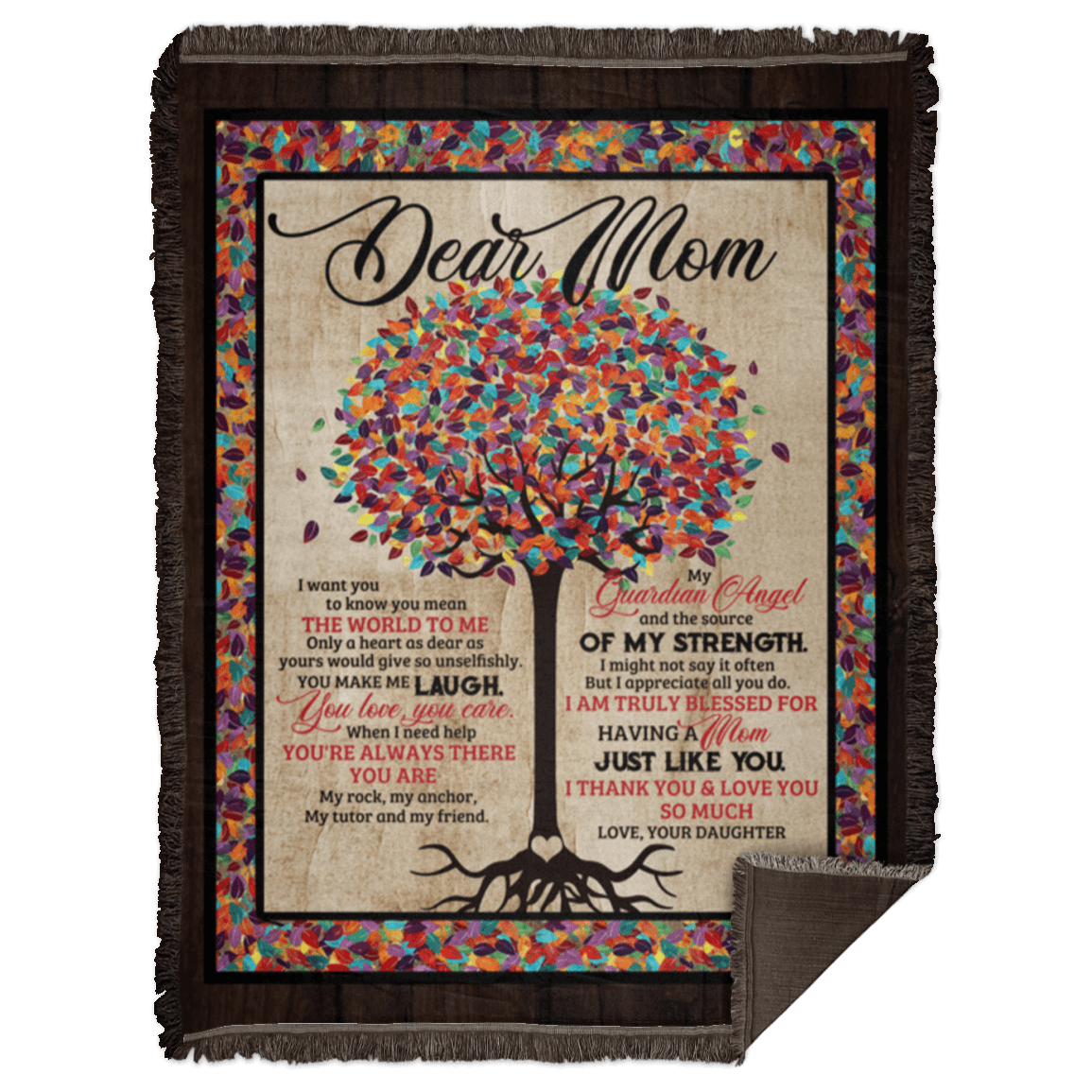 CubeBik Dear Mom I Want You to Know You Mean the World to Me Color Tree Fleece Blanket - Premium Sherpa Blanket