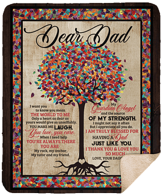CubeBik Dear Dad I Want You to Know You Mean the World to Me Color Tree Fleece Blanket - Premium Sherpa Blanket