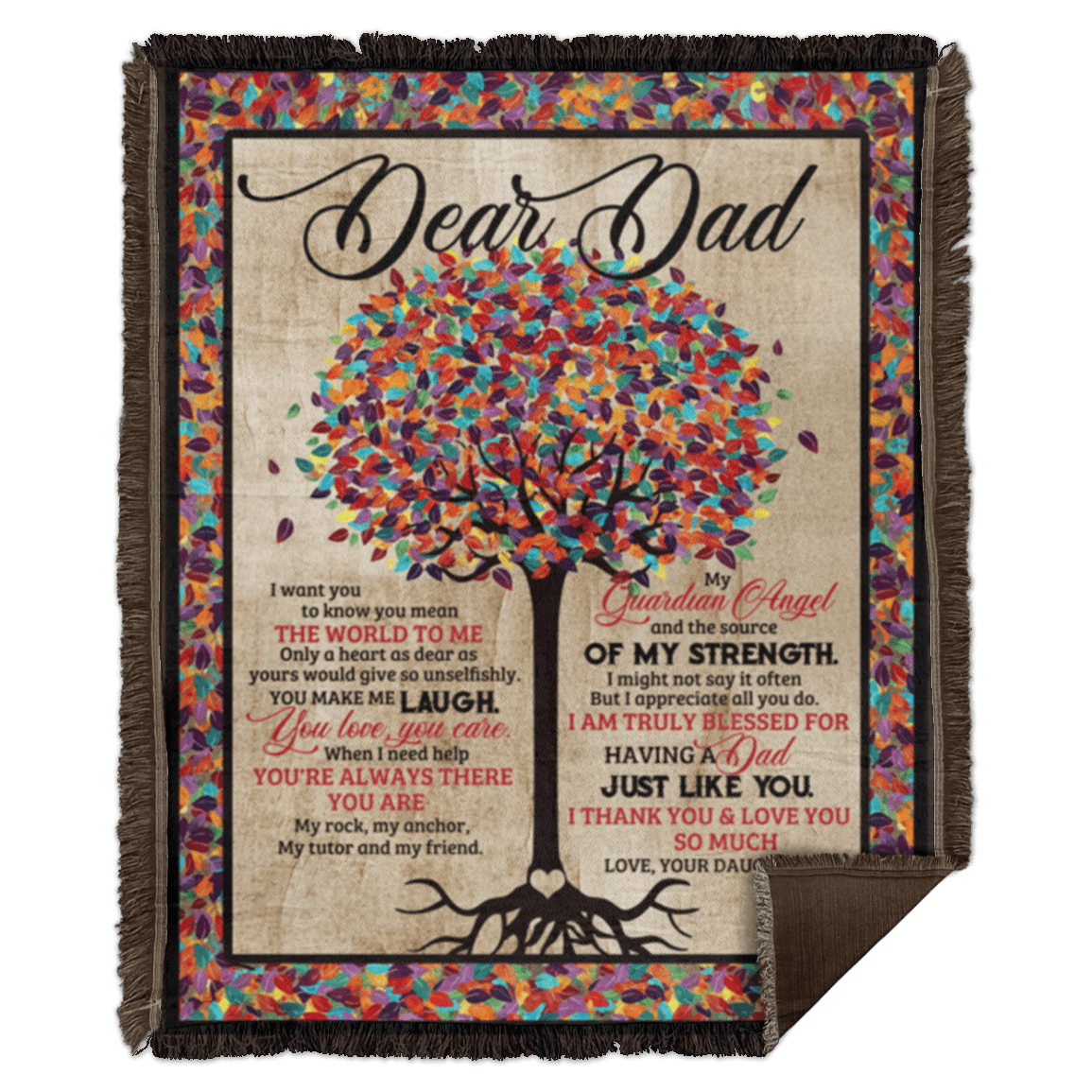 CubeBik Dear Dad I Want You to Know You Mean the World to Me Color Tree Fleece Blanket - Premium Sherpa Blanket