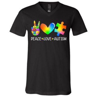 CubeBik Peace Love Autism T-Shirt - V-Neck