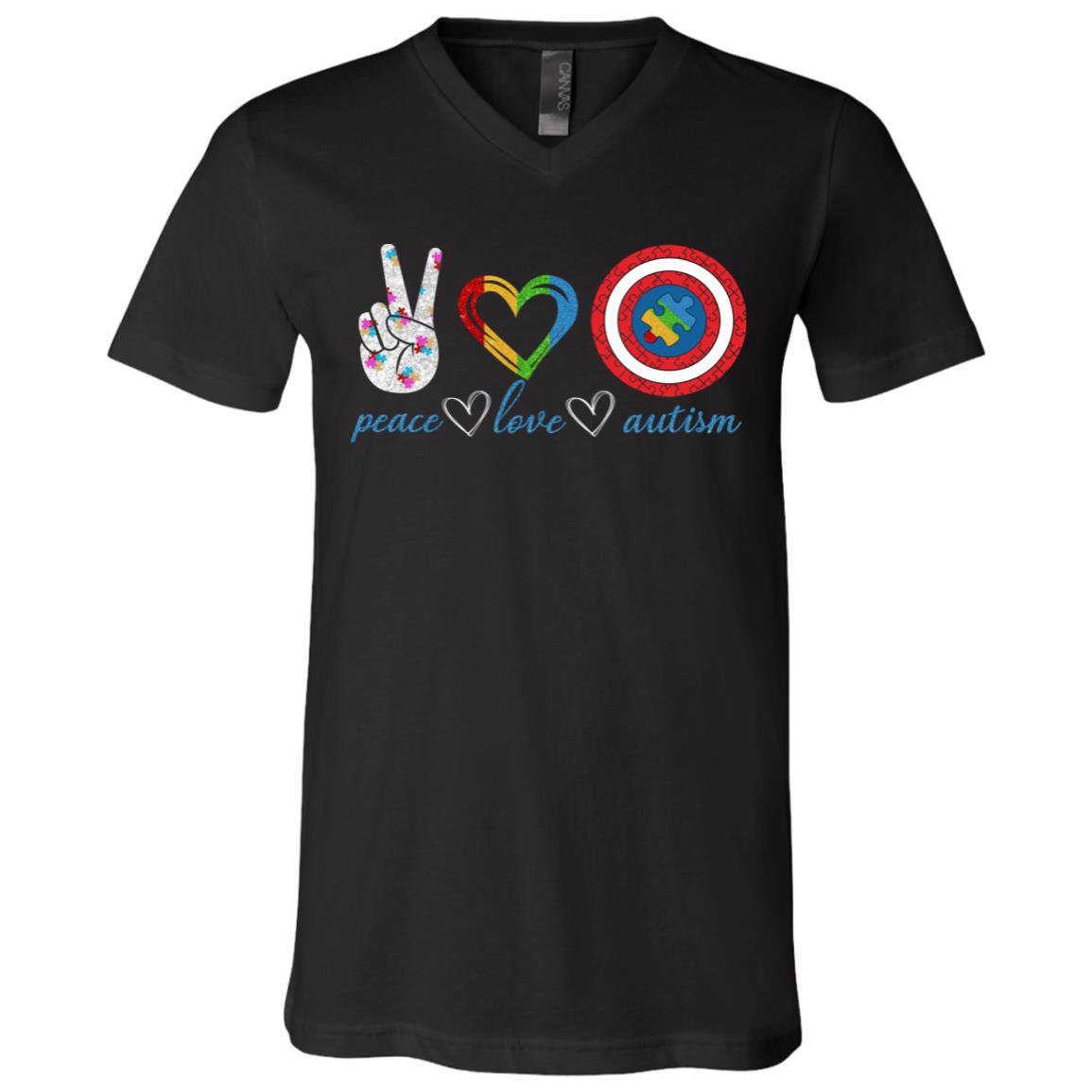 CubeBik Cute Peace Love Autism Awareness Sign Puzzle Piece Ribbon T-Shirt - Proud Mom Dad Autistic Son Daughter Shirt